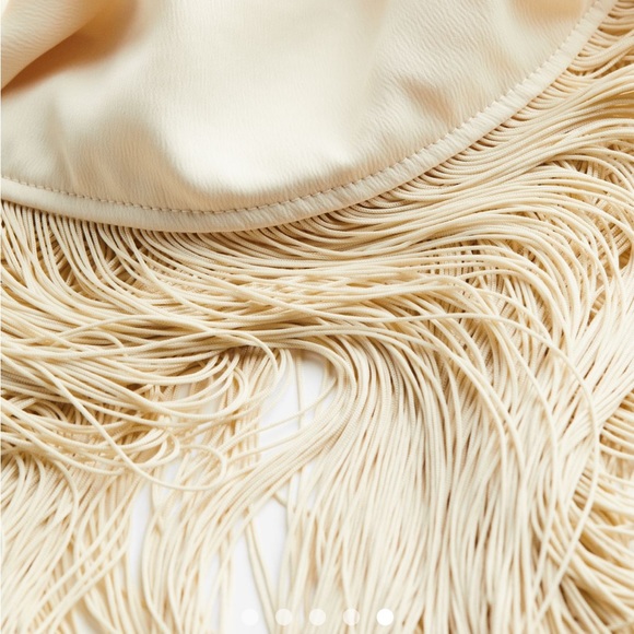 BNWT H&M One Shoulder Dress Fringe Trim Sz M - Picture 3 of 5